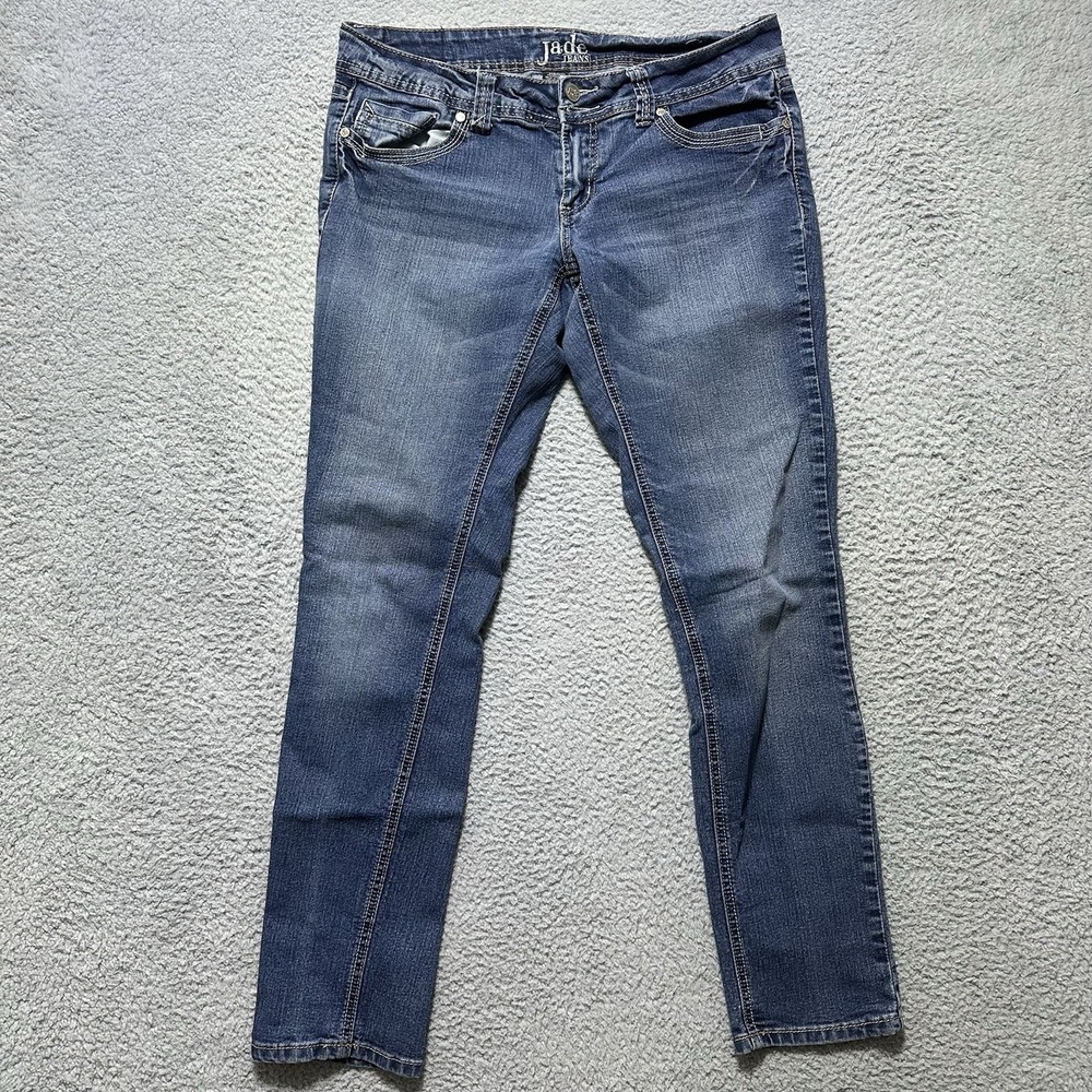 Jade Jeans Straight Skinny Embroidered‎ Thick Stitch Denim Jeans Women's 10/11